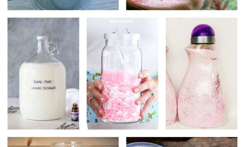 Homemade laundry detergent in a jar with natural ingredients, showing an eco-friendly and chemical-free cleaning solution