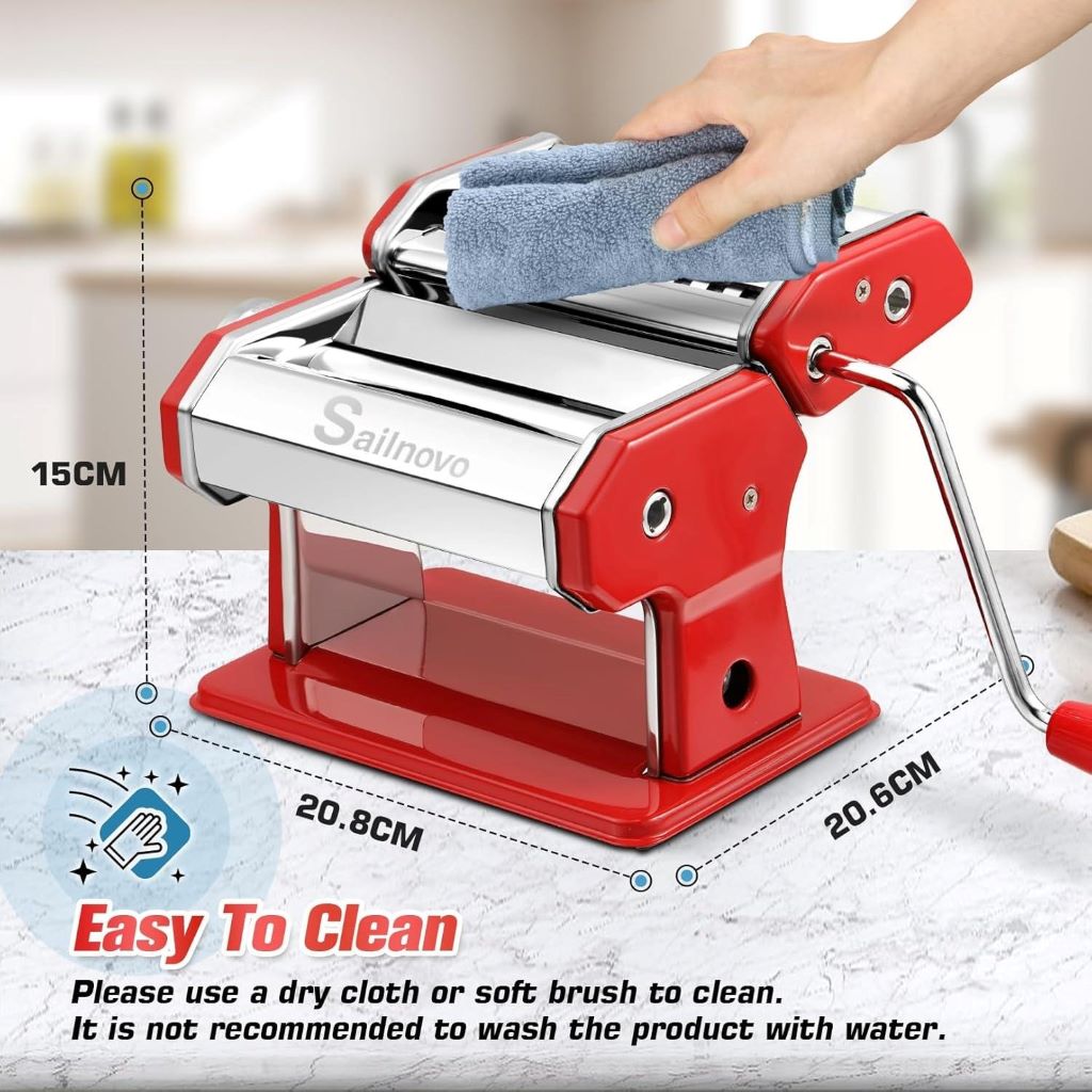 Homemade pasta being prepared with Sailnovo pasta maker for product review.