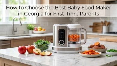 Parent preparing vegetables in a baby food maker
