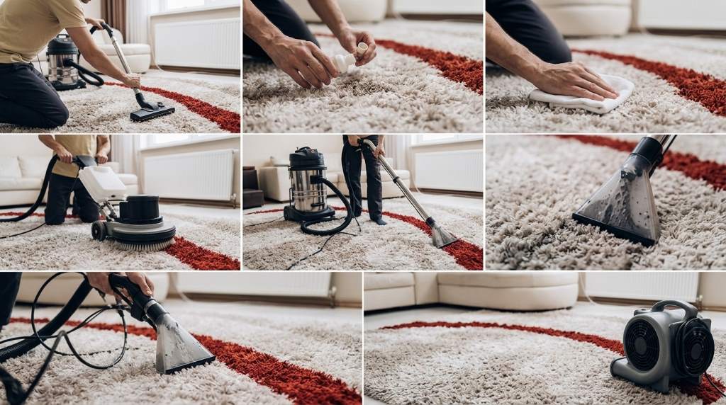Professional carpet extraction equipment cleaning carpets